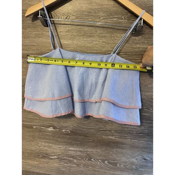 English Factory Ruffle layered Crop top Sz Small Blue Cropped - Picture 4 of 7